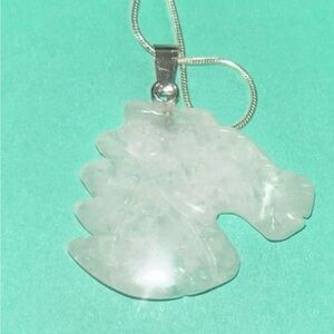 Hippie Boho Quartz Crystal Horse 🐎 Silver 24” Neck…